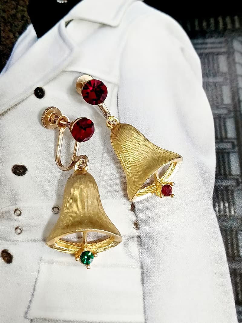 vintage jewelry  經典聖誕風情造型 夾式耳環