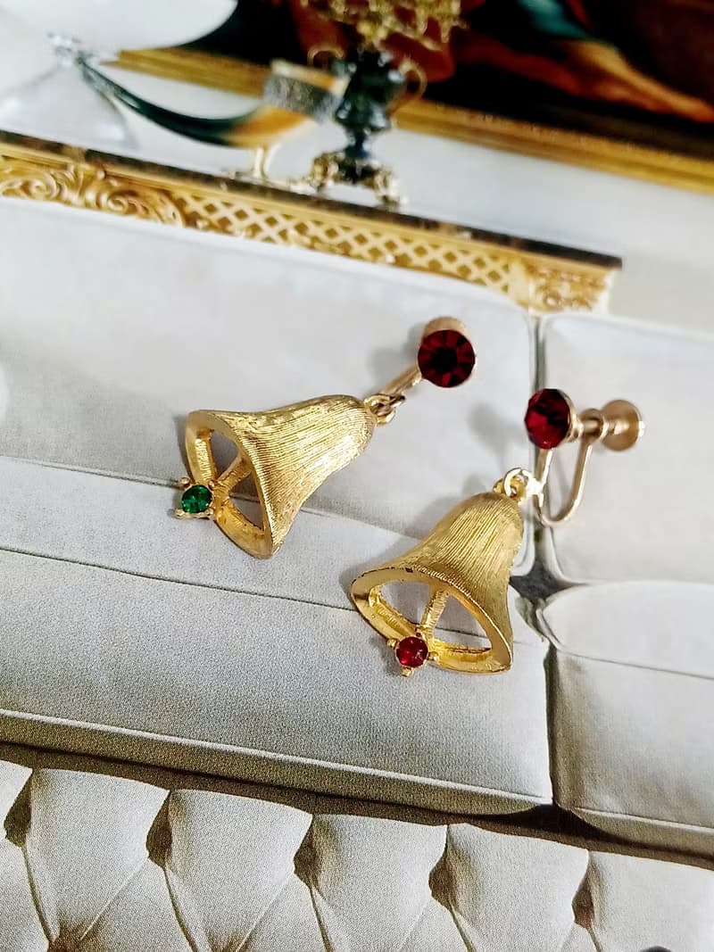 vintage jewelry  經典聖誕風情造型 夾式耳環