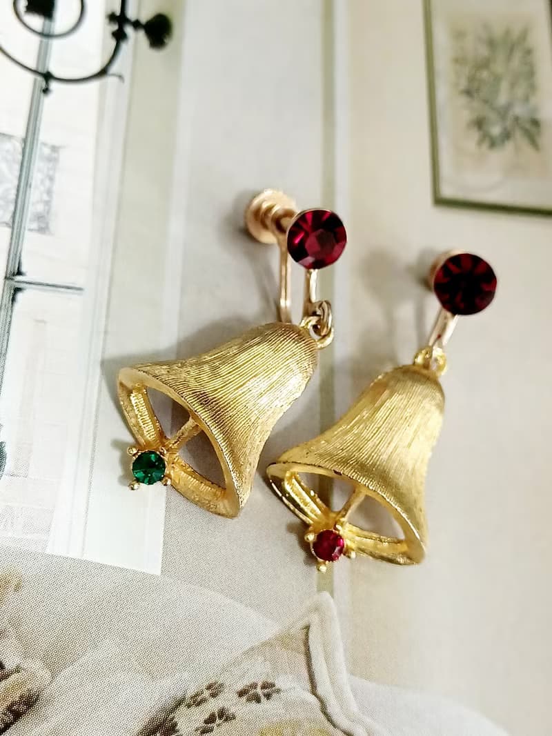 vintage jewelry  經典聖誕風情造型 夾式耳環