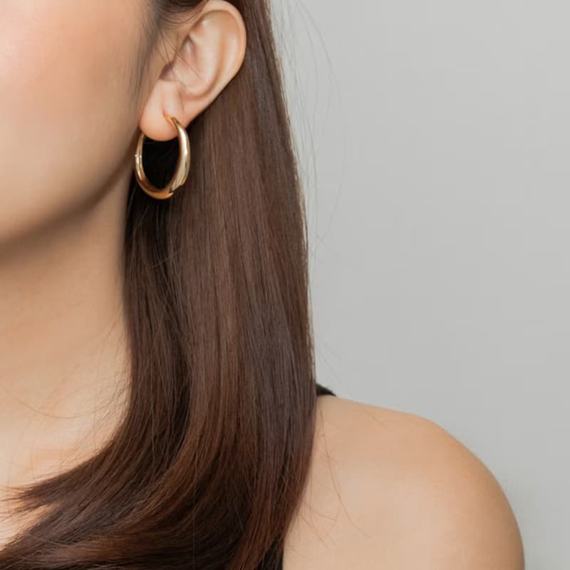 Brass 18K Gold Plated Hoop Earrings / L 圈型黃銅鍍18K金耳環