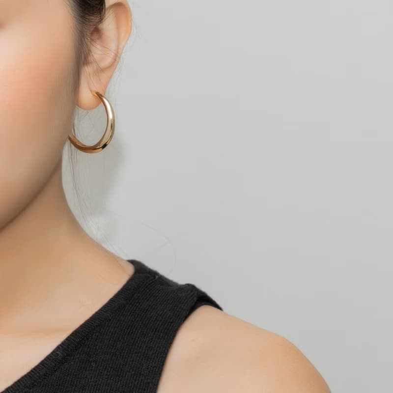 Brass 18K Gold Plated Hoop Earrings / L 圈型黃銅鍍18K金耳環