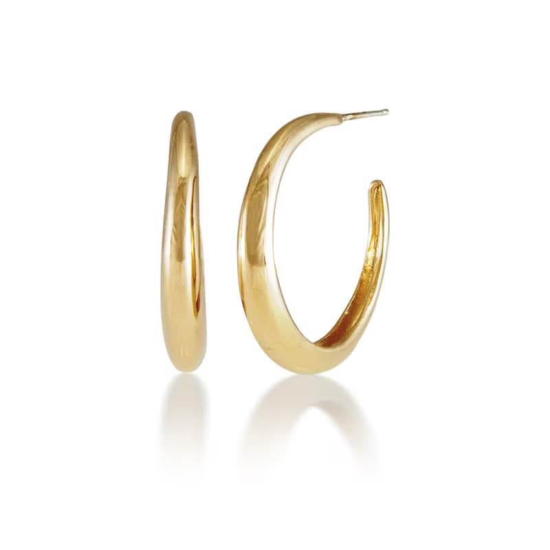 Brass 18K Gold Plated Hoop Earrings / L 圈型黃銅鍍18K金耳環