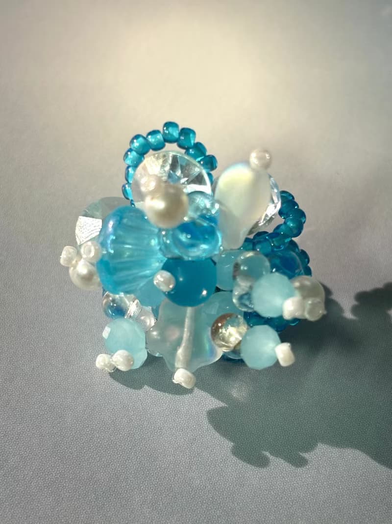 原創手作耳飾 串珠花朵耳環 花叢耳釘