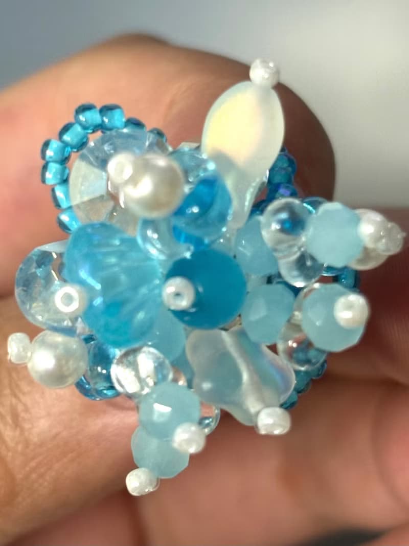 原創手作耳飾 串珠花朵耳環 花叢耳釘