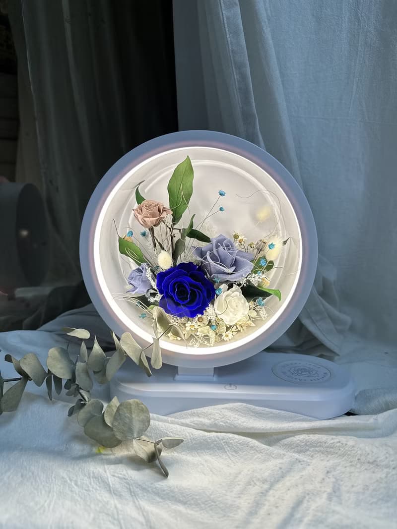 永生花多功能夜燈-靛藍 無線充電 藍芽音響 床頭擺飾 交換禮物