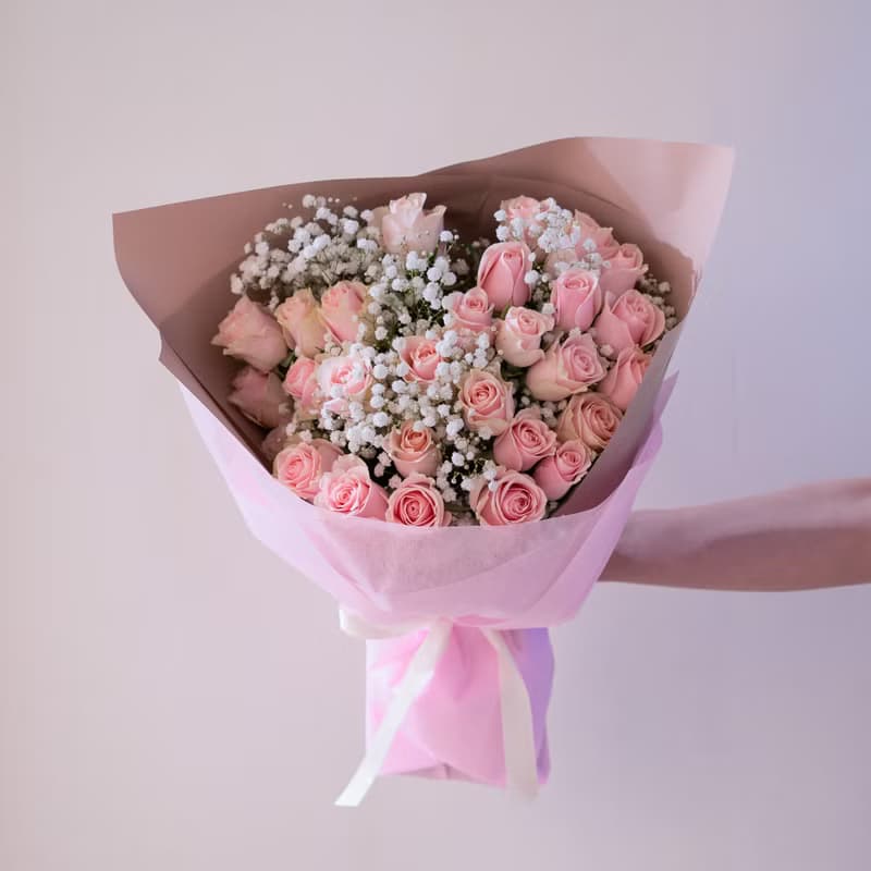 甜美粉玫瑰花束