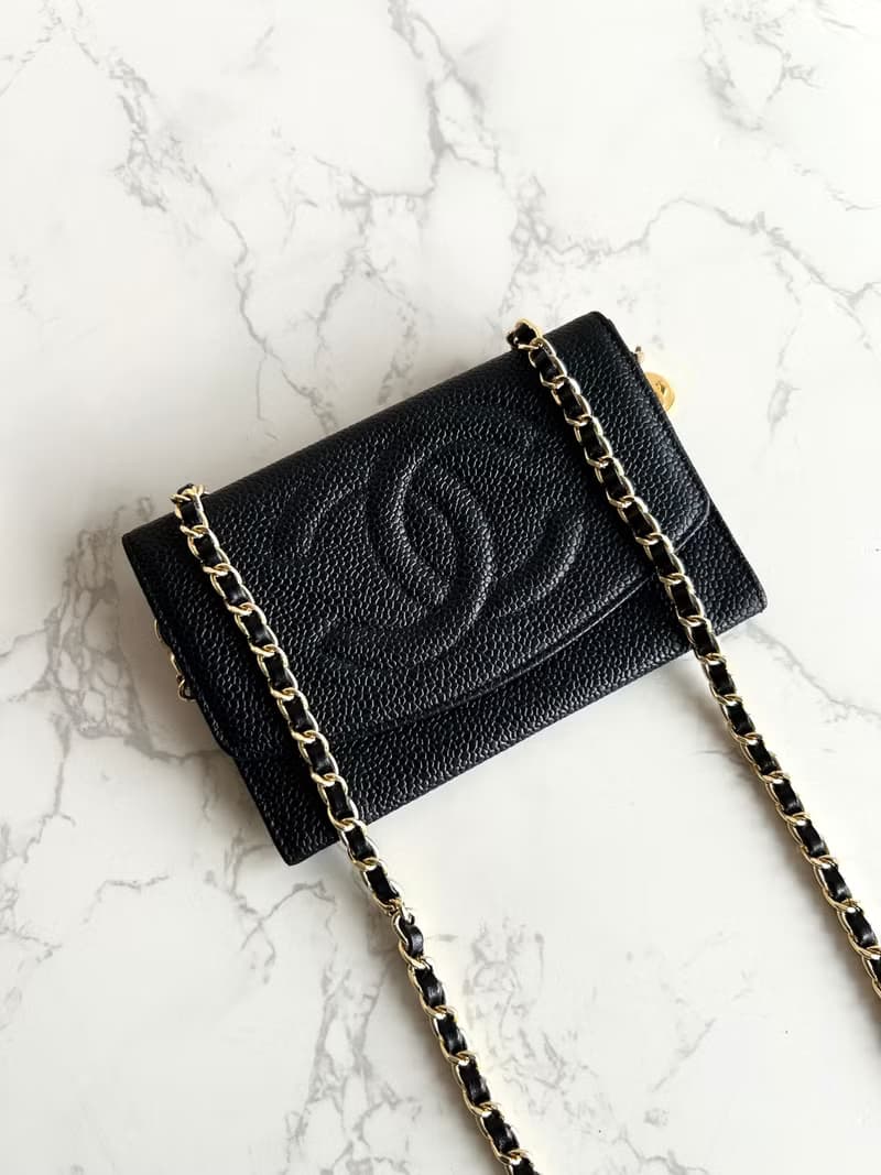 絕版古董包 Chanel黑色魚子醬中古包 斜背包 單肩包 側背包 二手