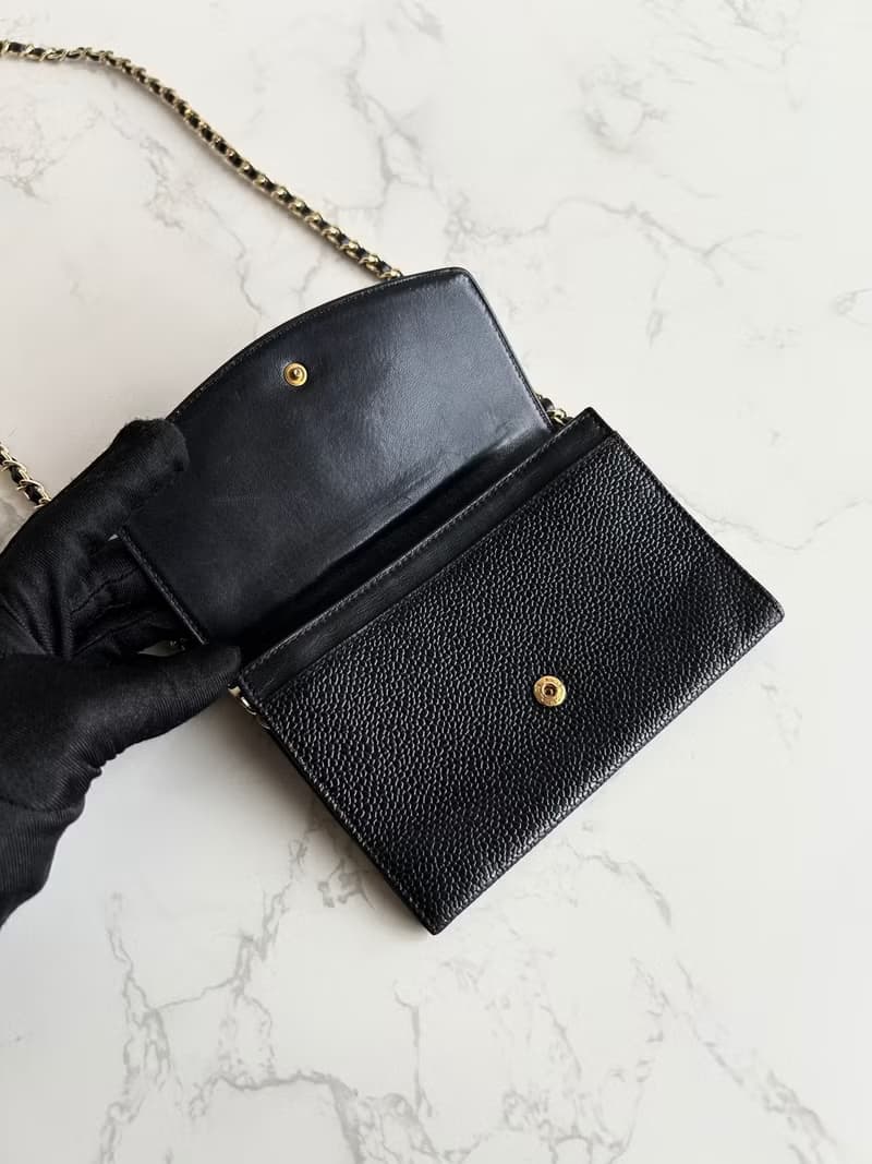 絕版古董包 Chanel黑色魚子醬中古包 斜背包 單肩包 側背包 二手