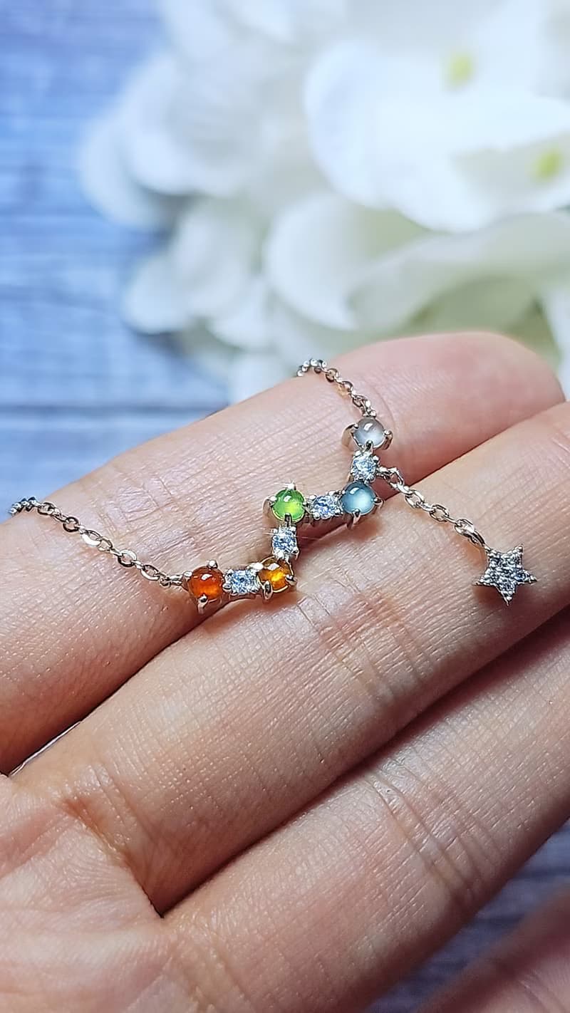 |幸運彩虹仙子|A貨翡翠冰玻多寶彩虹蛋3mm純銀鍍18k仙氣項鏈
