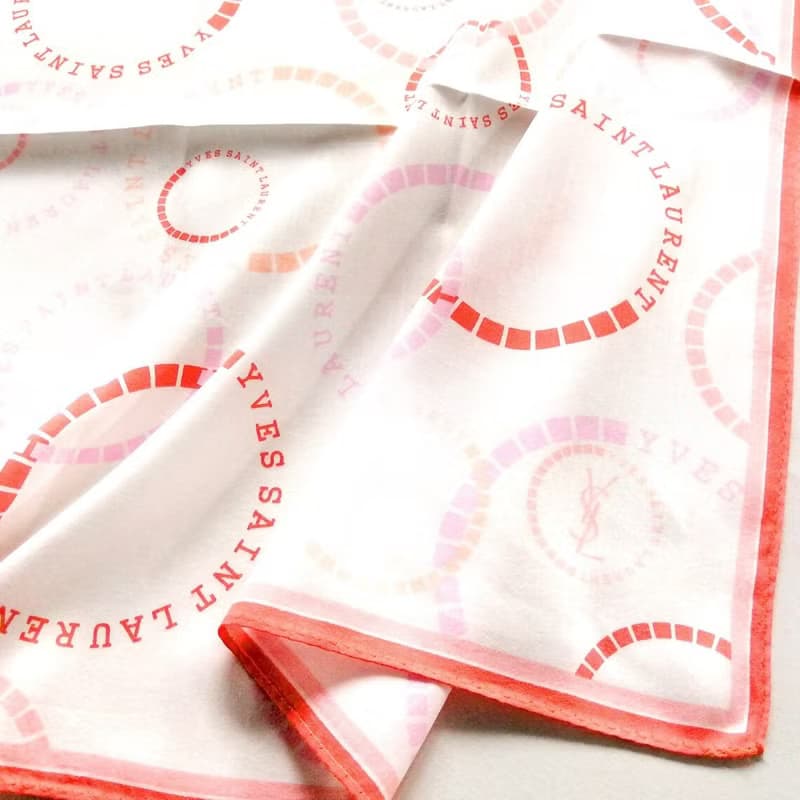 Yves Saint Laurent Vintage Handkerchief Logo Circle 19.5 x 19.5 inches