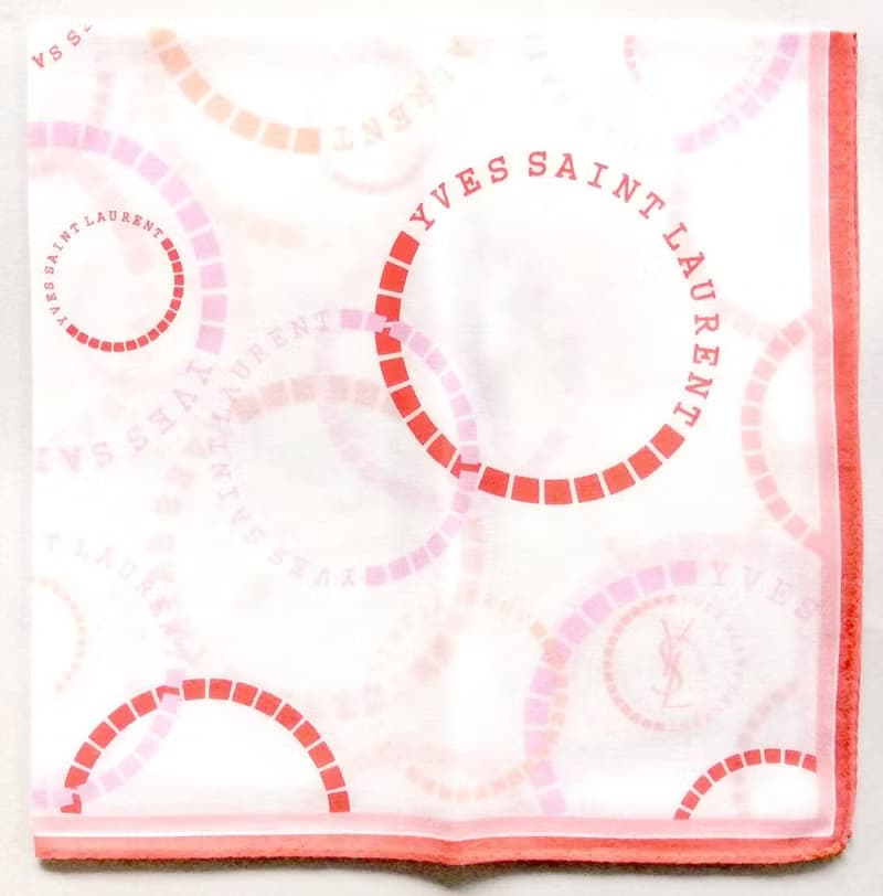 Yves Saint Laurent Vintage Handkerchief Logo Circle 19.5 x 19.5 inches