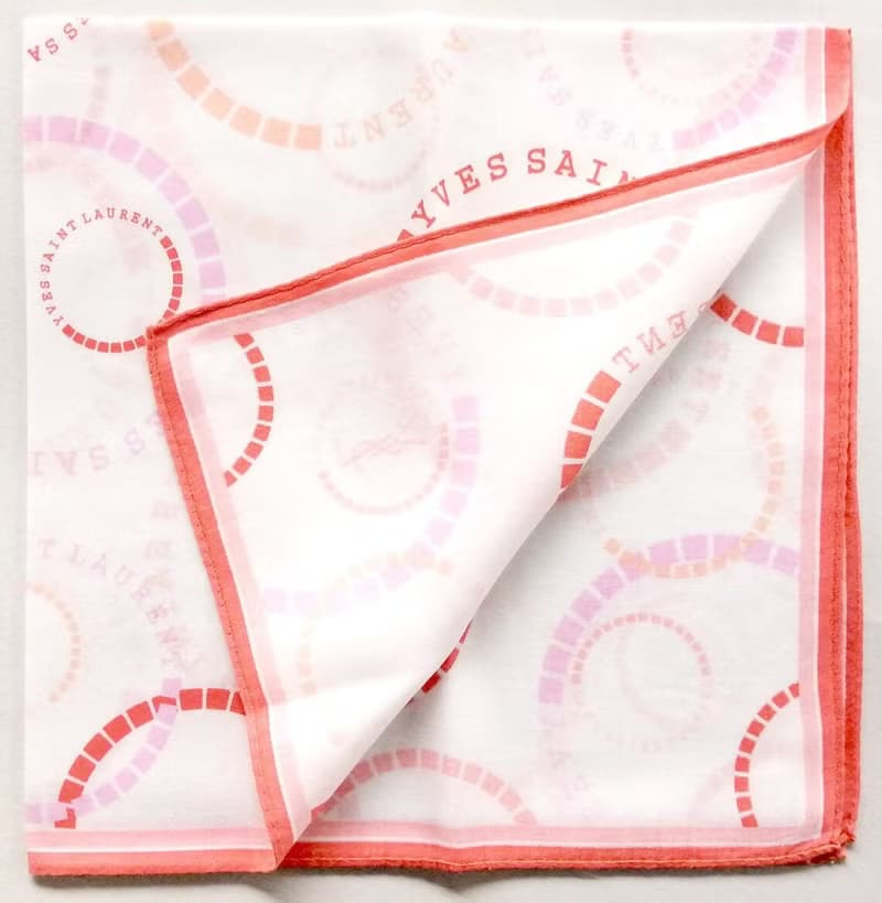 Yves Saint Laurent Vintage Handkerchief Logo Circle 19.5 x 19.5 inches