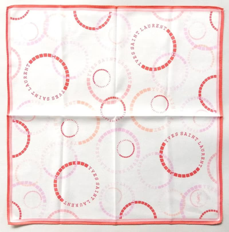 Yves Saint Laurent Vintage Handkerchief Logo Circle 19.5 x 19.5 inches