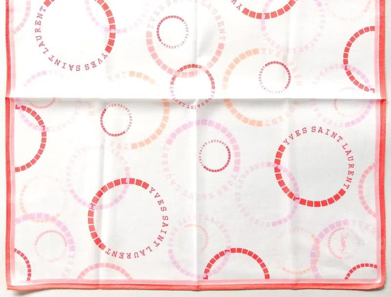 Yves Saint Laurent Vintage Handkerchief Logo Circle 19.5 x 19.5 inches