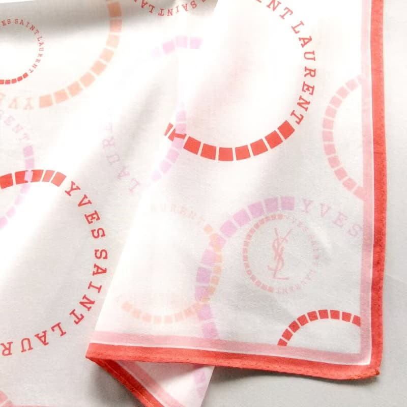 Yves Saint Laurent Vintage Handkerchief Logo Circle 19.5 x 19.5 inches