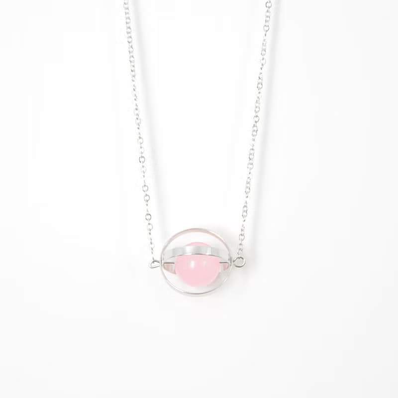 幸福星球。宇宙。銀環。粉玉髓。 項鍊 Blessed Planet。Galaxy。Sliver Ring。Pink Chalcedony。Necklace