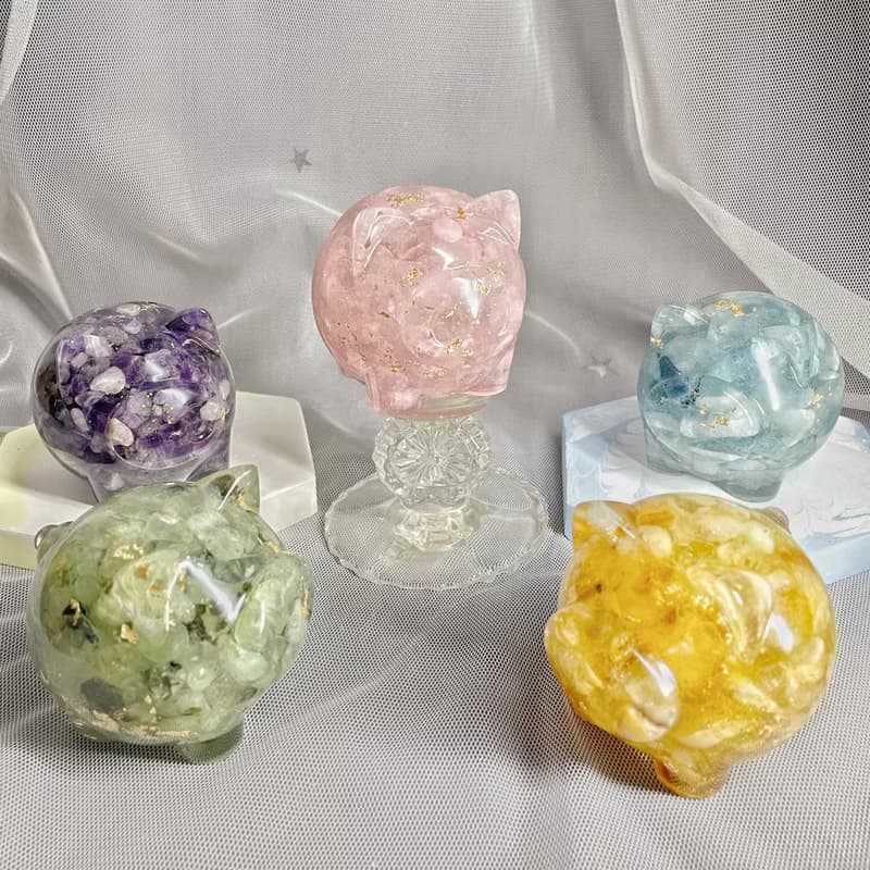 【手工製作】天然能量水晶 圓滾滾招財豬/水晶擺飾
