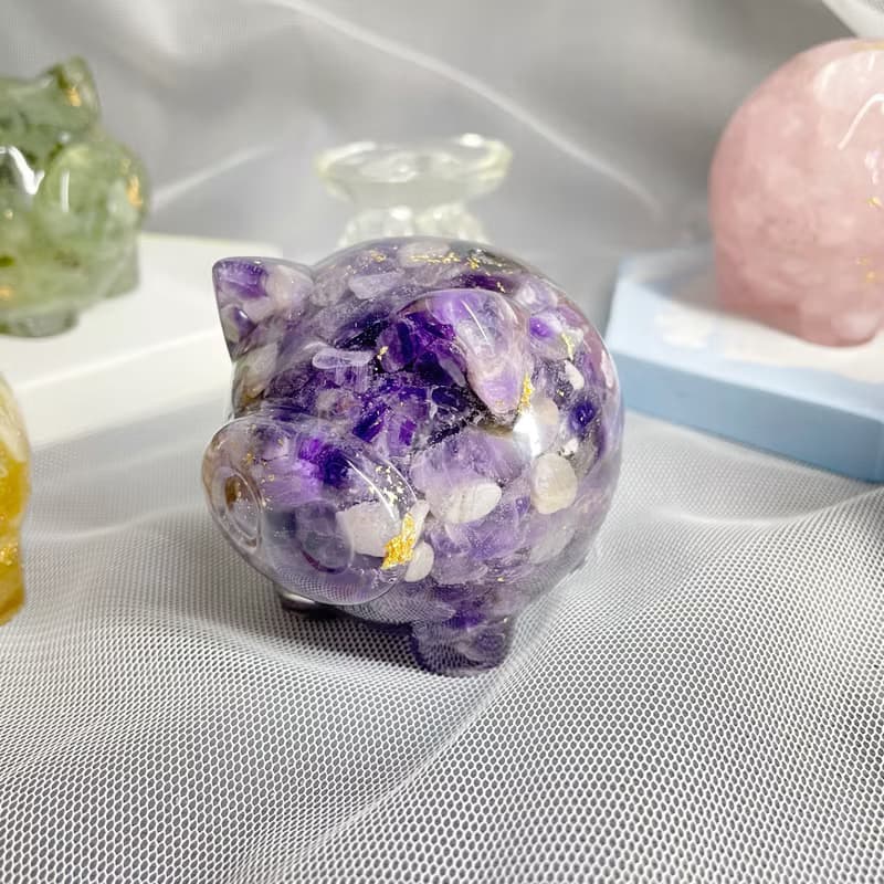 【手工製作】天然能量水晶 圓滾滾招財豬/水晶擺飾