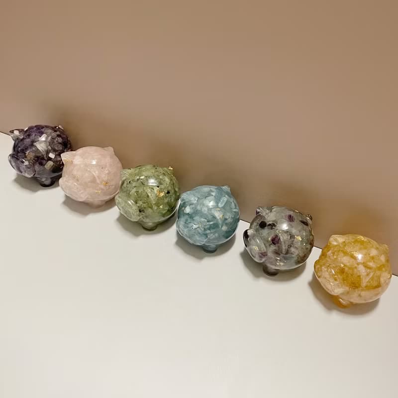【手工製作】天然能量水晶 圓滾滾招財豬/水晶擺飾
