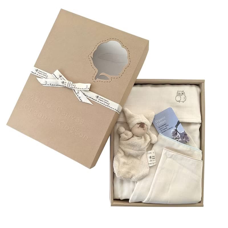 有機棉四季紗布安撫睡娃嬰兒禮盒-原米NB