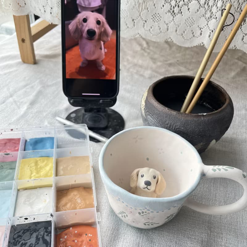 訂製寵物形象杯狗杯貓杯手工陶瓷