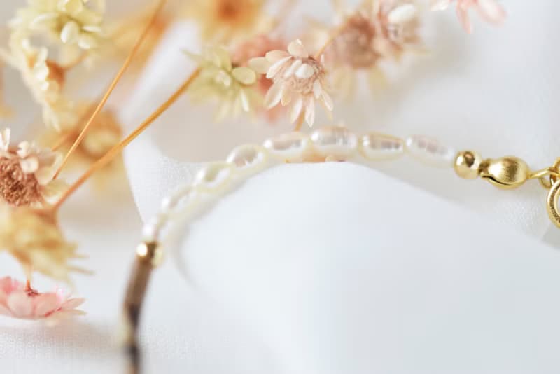 柔韌。茶晶 圖畫石 淡水珍珠 14K包金 天然石 手鍊