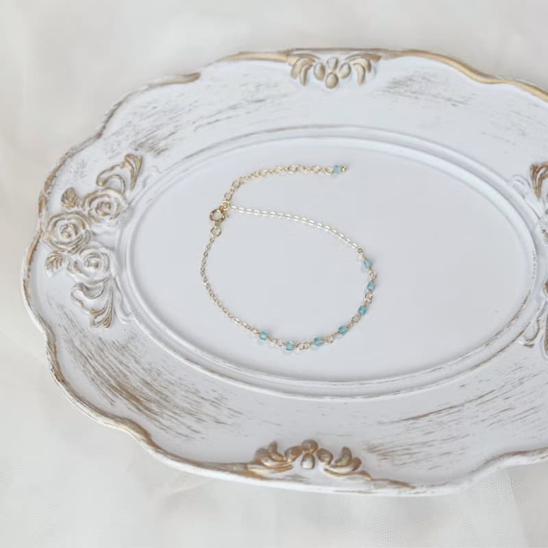 Ripple 水藍色磷灰石 美國14K注金 手鍊 輕奢風