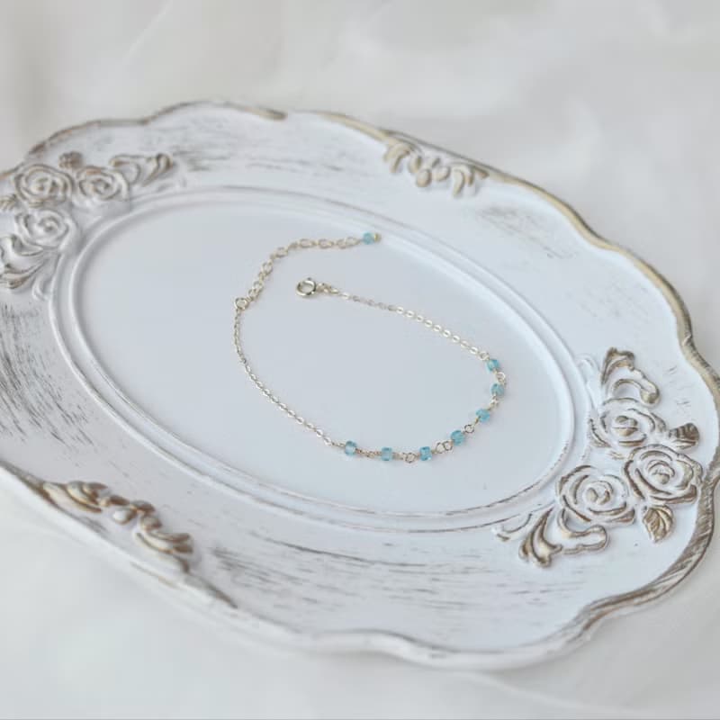 Ripple 水藍色磷灰石 美國14K注金 手鍊 輕奢風