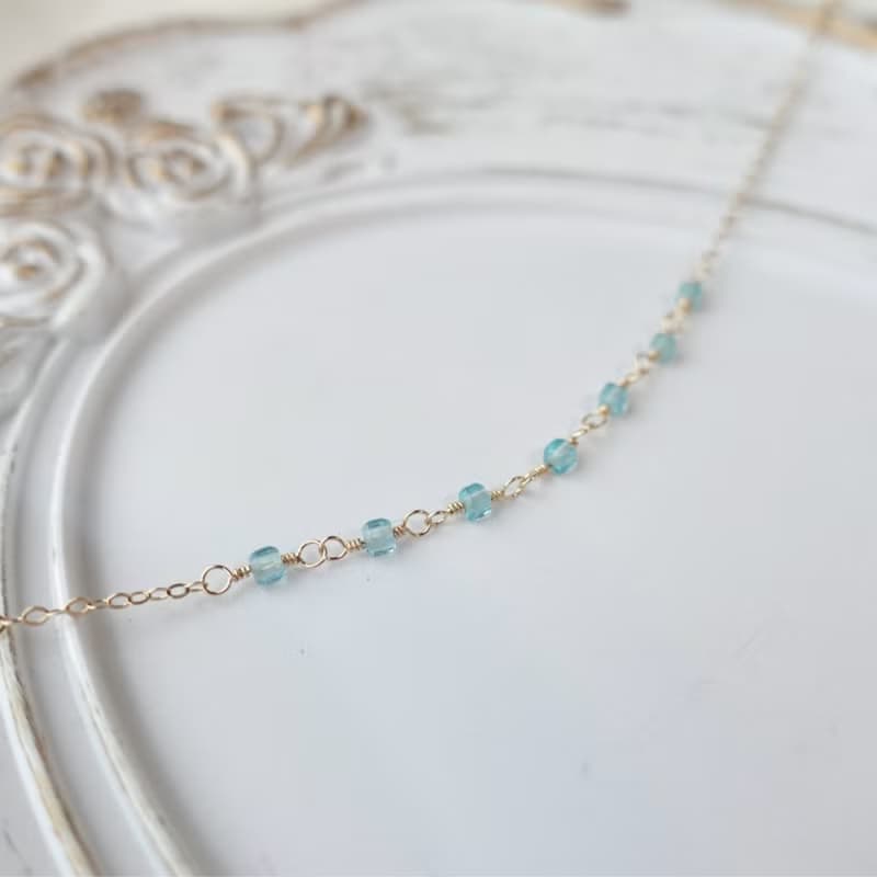 Ripple 水藍色磷灰石 美國14K注金 手鍊 輕奢風