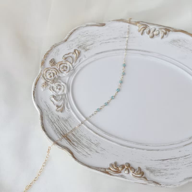 Ripple 水藍色磷灰石 美國14K注金 手鍊 輕奢風