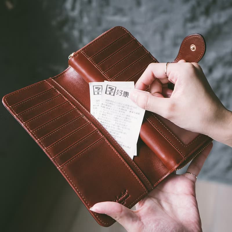 【禮盒】真皮文藝長夾 B19-636 紅棕