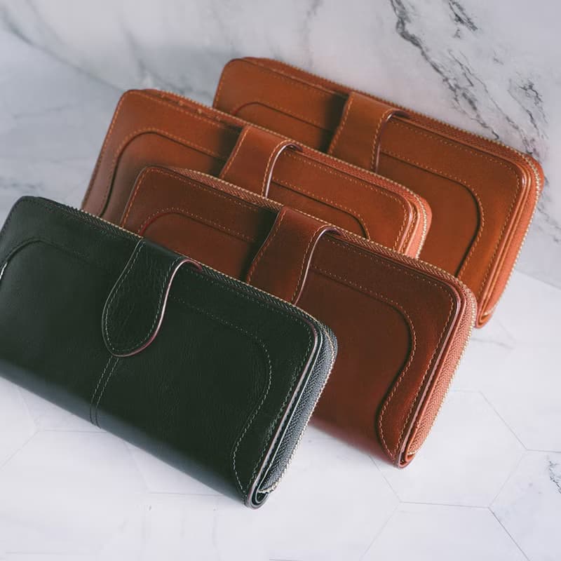 【禮盒】真皮文藝長夾 B19-636 紅棕