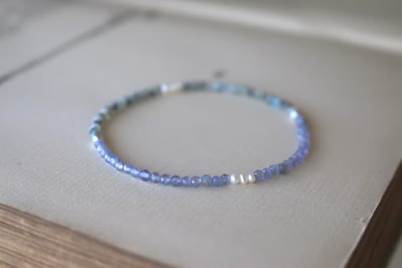 彈性手環 藍磷石 坦桑石 天然珍珠 - 好成績 -