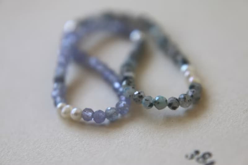 彈性手環 藍磷石 坦桑石 天然珍珠 - 好成績 -