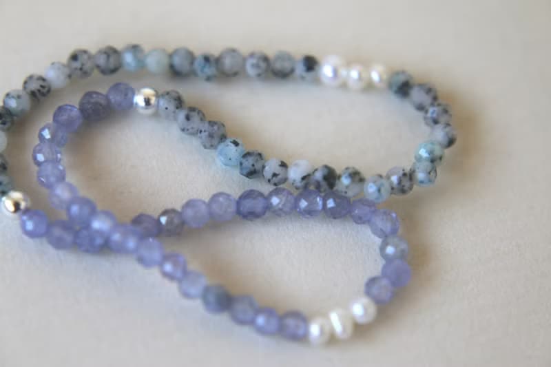 彈性手環 藍磷石 坦桑石 天然珍珠 - 好成績 -