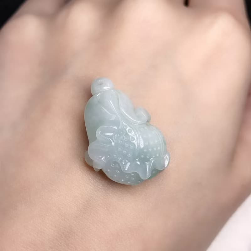 冰種翡翠巧雕白菜 | 天然緬甸A貨翡翠 | 送禮
