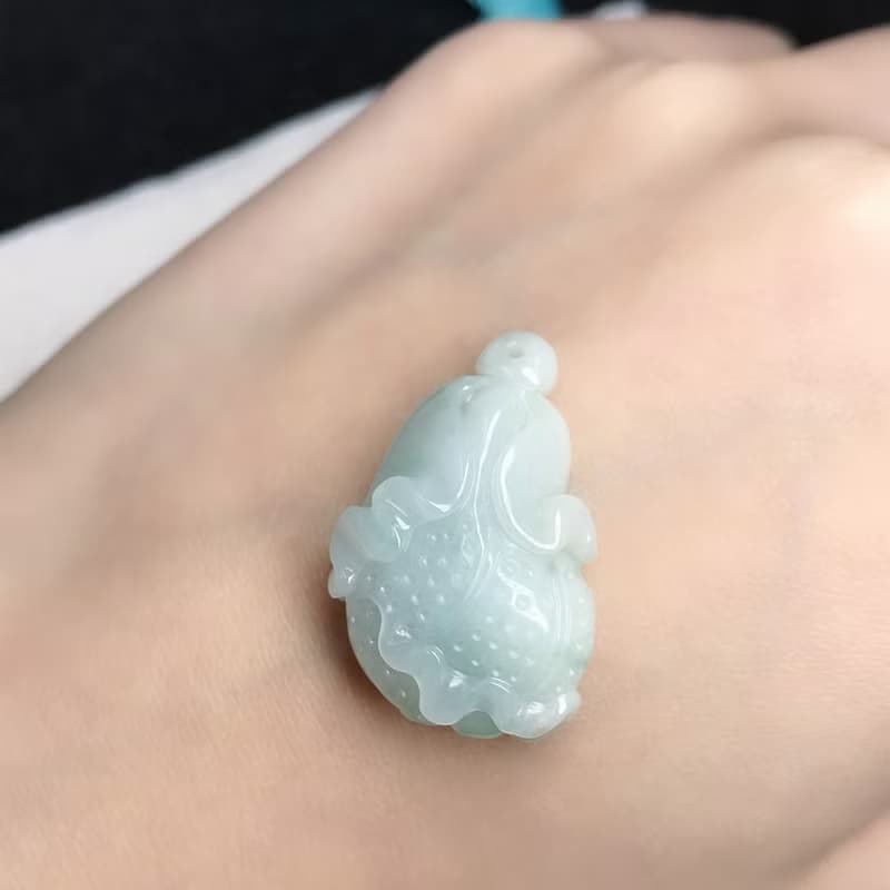冰種翡翠巧雕白菜 | 天然緬甸A貨翡翠 | 送禮