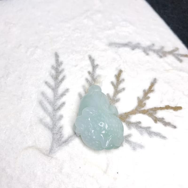 冰種翡翠巧雕白菜 | 天然緬甸A貨翡翠 | 送禮