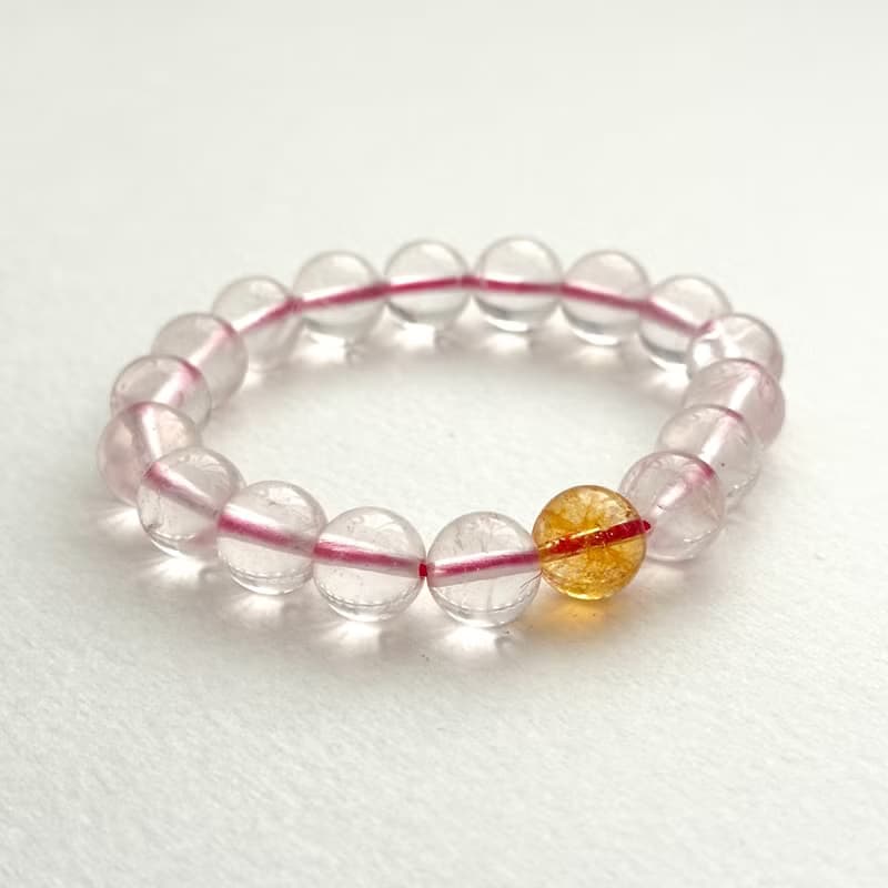 【天秤天蠍座|10月】冰種粉晶黃水晶手鏈 招桃花 聚財 偏財運自信