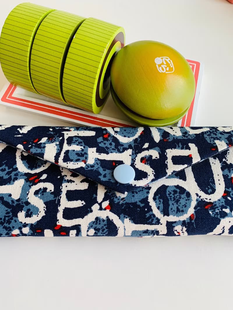 文青風環保筷袋  美式狂潮 斑駁藍  手作餐具袋.交換禮物.