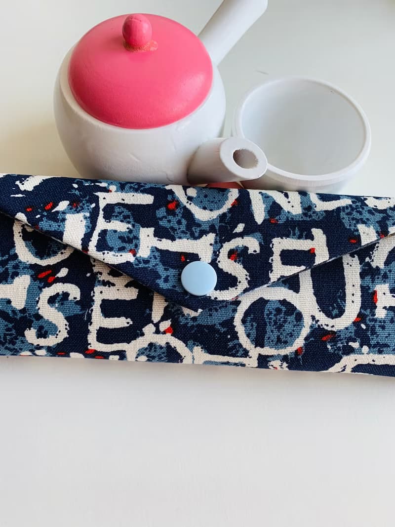 文青風環保筷袋  美式狂潮 斑駁藍  手作餐具袋.交換禮物.