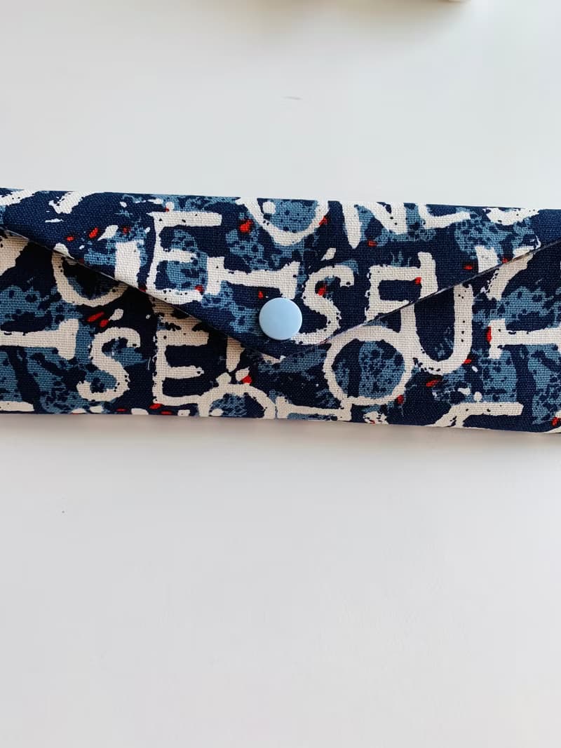 文青風環保筷袋  美式狂潮 斑駁藍  手作餐具袋.交換禮物.