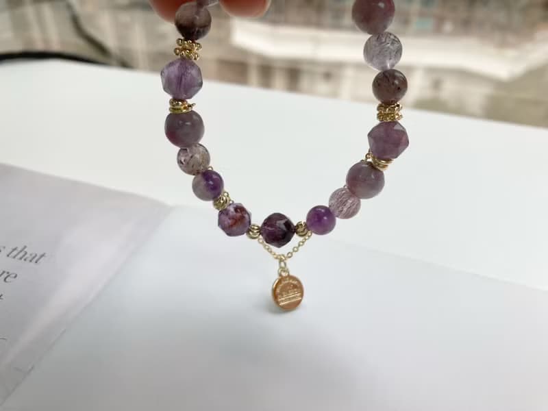 提升人緣 個人魅力 紫幽靈梅花碧璽超七水晶手鍊配可拆式配鏈