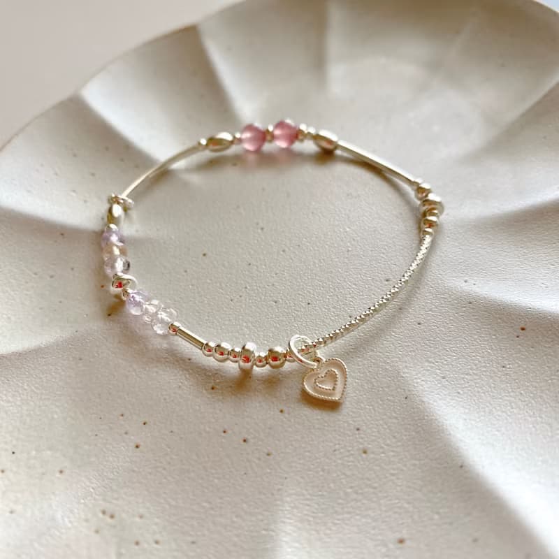 甜心-黃紫晶 草莓晶 純銀手環