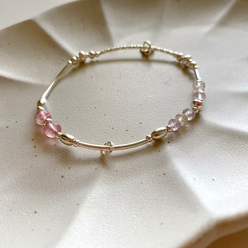 甜心-黃紫晶 草莓晶 純銀手環