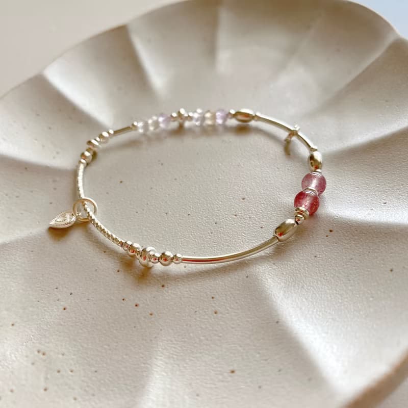 甜心-黃紫晶 草莓晶 純銀手環