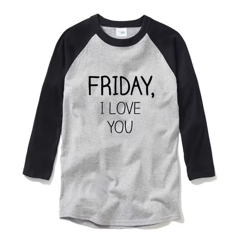 FRIDAY, I LOVE YOU 中性 七分袖T恤 灰黑色 星期五,我愛你 文字