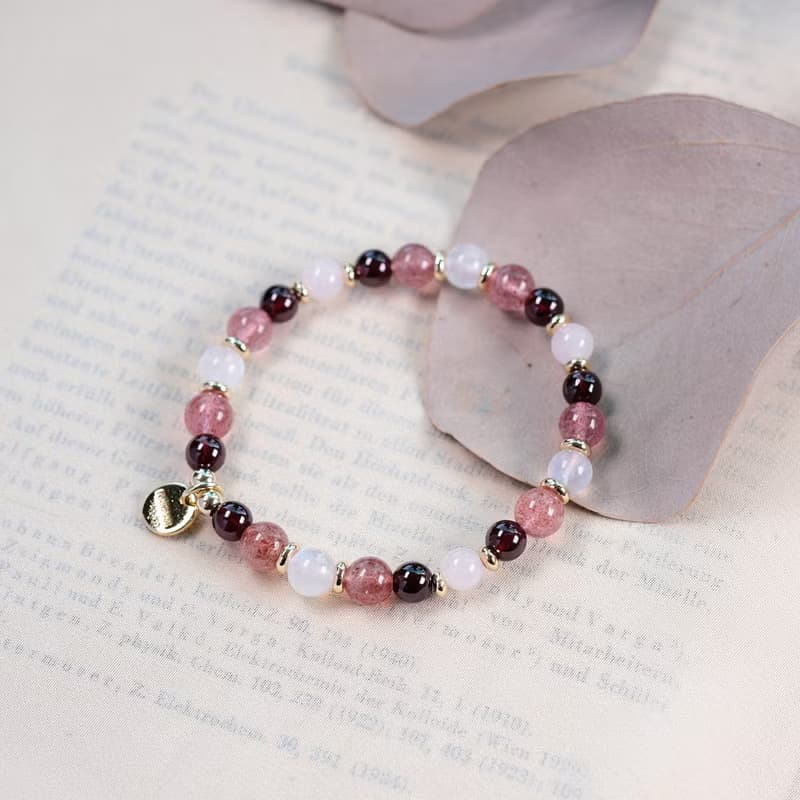 草莓晶 石榴石 粉晶 月光石 手鍊 天然礦石水晶