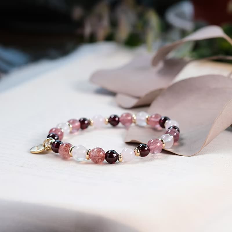 草莓晶 石榴石 粉晶 月光石 手鍊 天然礦石水晶