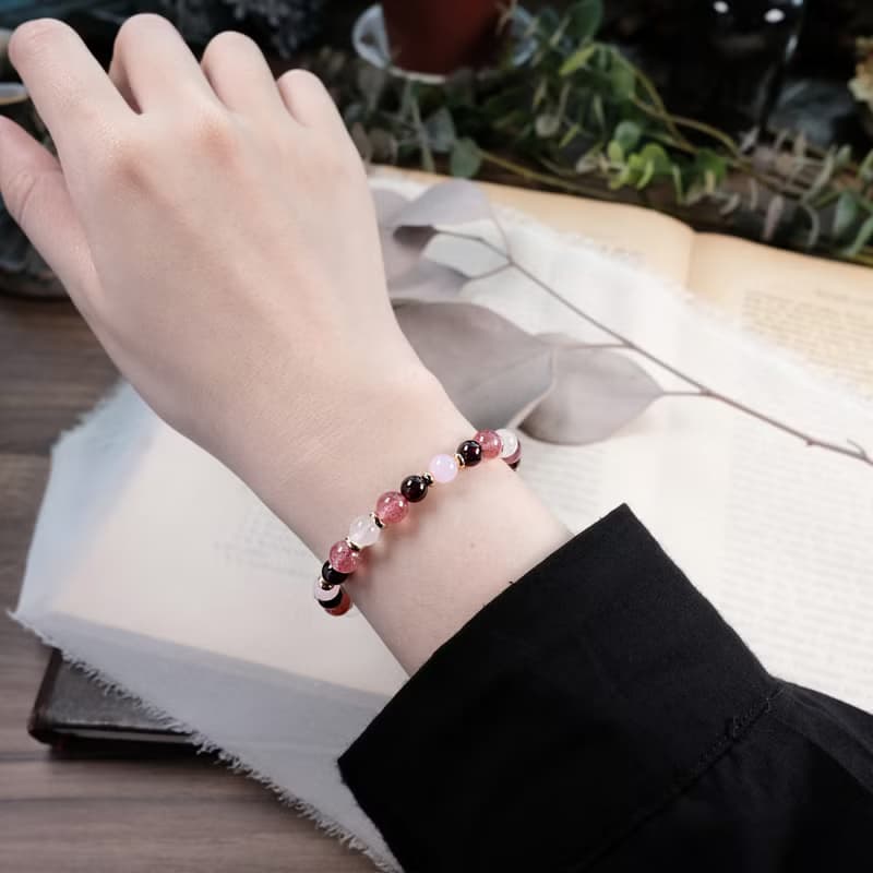 草莓晶 石榴石 粉晶 月光石 手鍊 天然礦石水晶